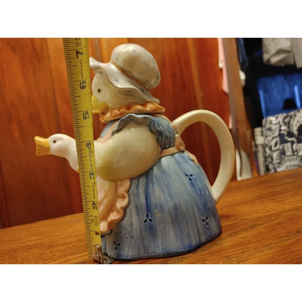 MCM ~ Vintage Otagiri Mother Goose Duck Figurine Teapot Hand Crafted In JAPAN EC